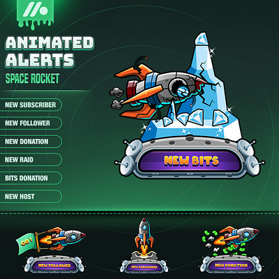 Space Rocket Gaming Alerts - Stream Alert Pack with Cosmic Theme cosmic overlay