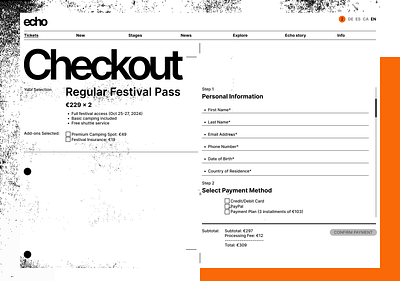 Echo pt-6 checkout concert desktop festival minimal minimalism ticket tickets website