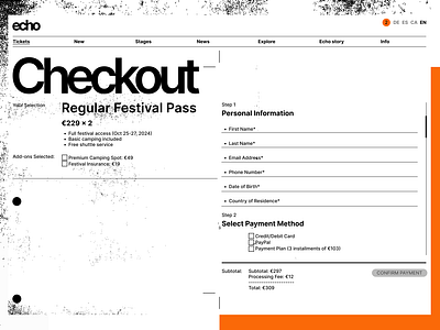 Echo pt-6 checkout concert desktop festival minimal minimalism ticket tickets website