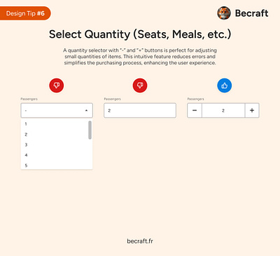 UI Design Tips #6 - Select Quantity (Seats, Meals, etc.) design dodont tips ui ui design ui tips ux ux design