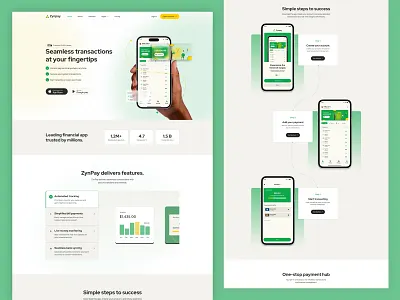 Mobile eWallet Startup Website Design design finance finance app fintech framer green landing page mobile app landing page mobile wallet noocode responsive design startup webflow