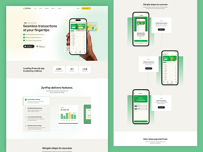 Mobile eWallet Startup Website Design design finance finance app fintech framer green landing page mobile app landing page mobile wallet noocode responsive design startup webflow
