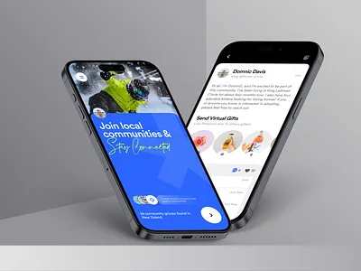 Community App app blue comment community design forum layout login media minimal mobile modern offline online social splash ui