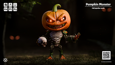 Pumpkin Monster 3d 3d character 3d creature blender halloween mascot zbrush