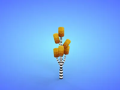 Voxel Small Tree 8.2 Model - 3D Lowpoly Game Asset 3d 3d model autumn fantasy game asset lowpoly magicavoxel voxedit voxel art yellow