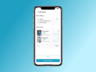 Daily UI Challenge # 50 - Order Summary address android baggy jeans branding daily challenge daily ui daily ui challenge 50 design figma figma design illustration iphone jeans order summary pakistan payment ui uiux