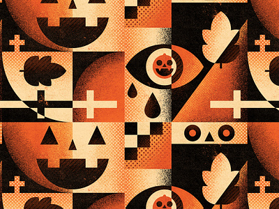 Halloween Pattern #2 abstract graphic design halloween illustration modernism pattern design patterns pumpkins spooky texture vintage vintage halloween