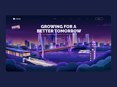 Chongqing bridge city crypto future illustration landscape night river web3