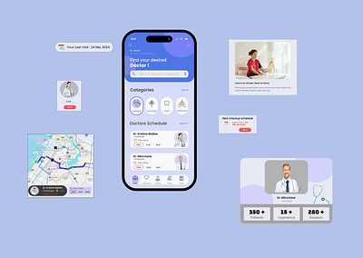 HEALTH CARE APP HOME SCREEN 3d animation branding graphic design ui