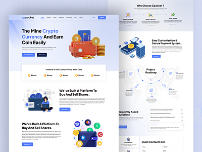 CPocket- Cryptocurrency Wallet Landing Page Design bitcoin blockchain coin cpocket cpocket landing page crypto wallet crypto website cryptocurrency digital banking ethereum exchange investment landing page payment token transaction ui web design web3