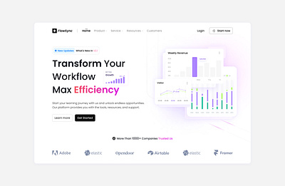 Bold & Dynamic SaaS Landing Page UI for Project Management Tools clean hero section cleandesign creativeui dribbbleshots minimalui modernui project management hero section project management ui saas landing page shahariya alam ui userinterface ux design webinspiration