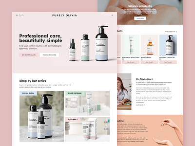 Purely Olivia - Website brand branding cosmetics landingpage minimalistic pastel simple skincare ui website