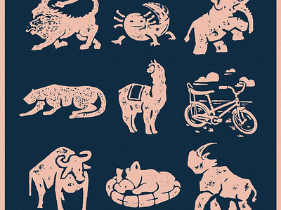 Coffee Package Animals animals axolotl brew chimera coffee coffee branding elephant french bulldog illustration texture jaguar llama origin package design retro rhino schwinn single origin texture art vintage water buffalo