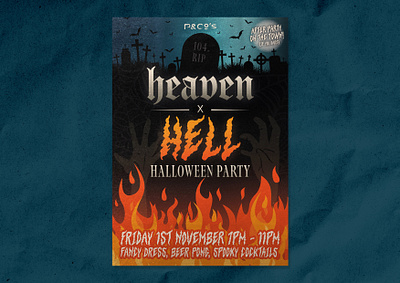 P&Co's Heaven x Hell Halloween Party Poster badge branding design graphic design halloween poster heaven hell identity illustration logo logo design pco typography ui