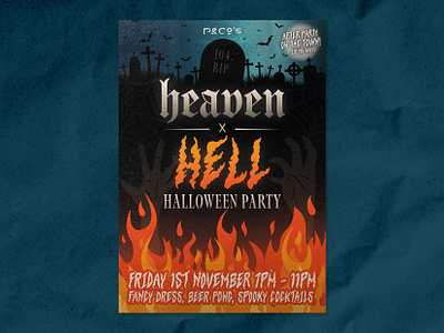 P&Co's Heaven x Hell Halloween Party Poster badge branding design graphic design halloween poster heaven hell identity illustration logo logo design pco typography ui