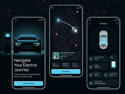 EV Charging Station App caretech charging chargingstation creativity designinspiration ecofriendly electriccar electricvehicle evapp evcharging evrange greentech mobiletechdesign smartcharging sustainablemobility uiuxdesign vehiclemonitoring