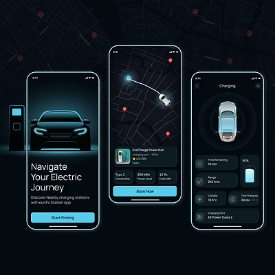 EV Charging Station App caretech charging chargingstation creativity designinspiration ecofriendly electriccar electricvehicle evapp evcharging evrange greentech mobiletechdesign smartcharging sustainablemobility uiuxdesign vehiclemonitoring