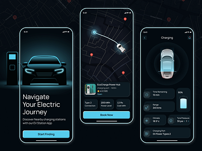 EV Charging Station App caretech charging chargingstation creativity designinspiration ecofriendly electriccar electricvehicle evapp evcharging evrange greentech mobiletechdesign smartcharging sustainablemobility uiuxdesign vehiclemonitoring