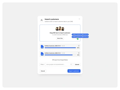 Import customers — Untitled UI drag and drop file file upload minimal product design ui ui design ui library upload uploader user interface