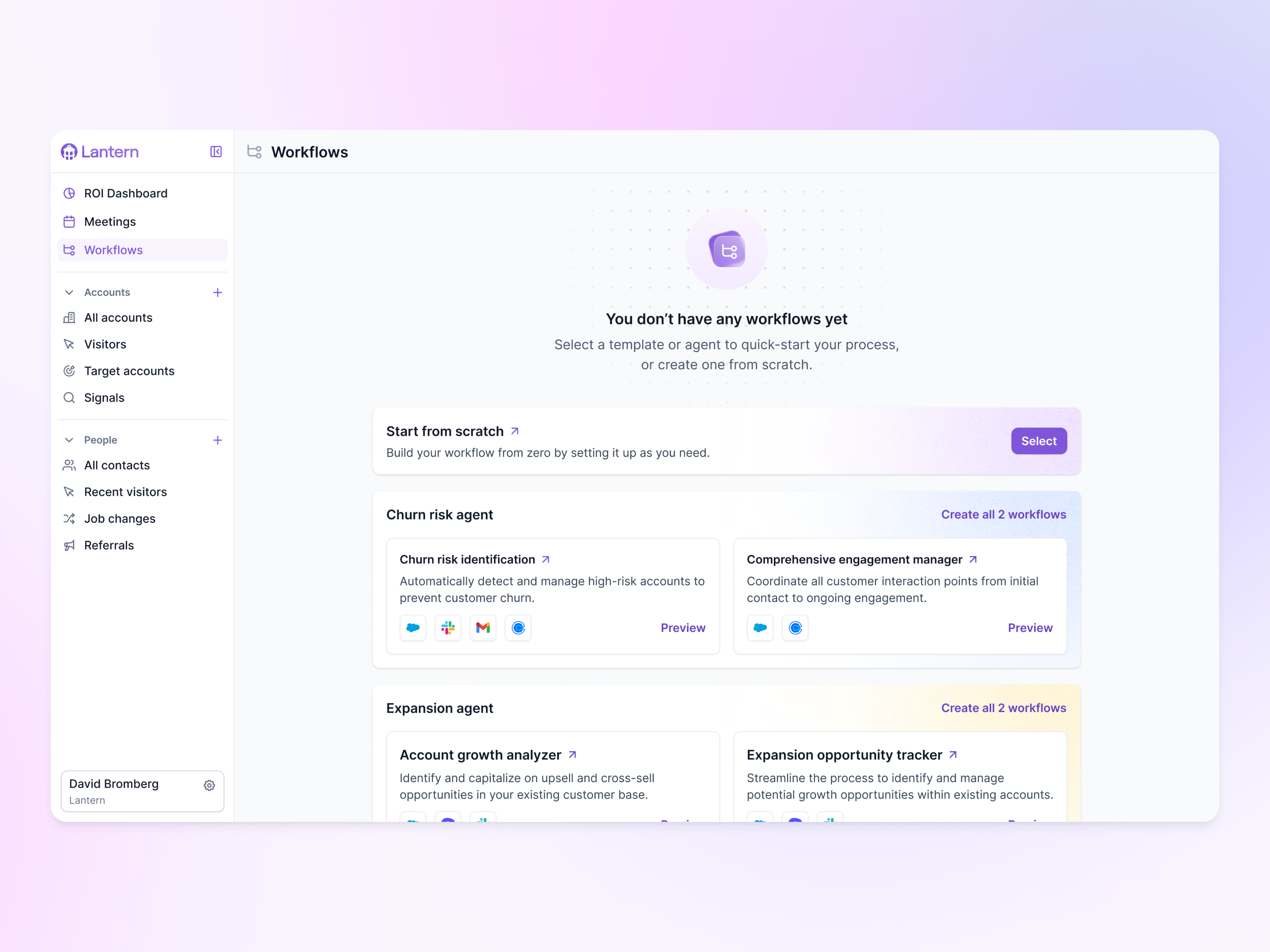 Example of Empty State Workflows with Quick-Start Templates
