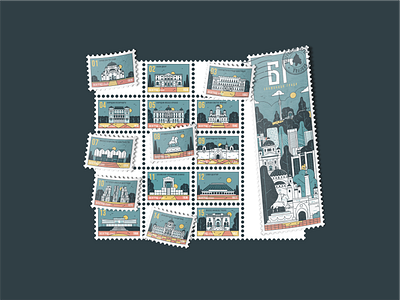 Beograd Postmark beograd branding buildings city design graphic design icon icon set illustration landmarks landscape location logo mocup monuments place postage postmark stamp vector