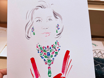 Cartier Luxury Keepsakes X Elise Lee elegant faces fashion drawing portraits watercolor