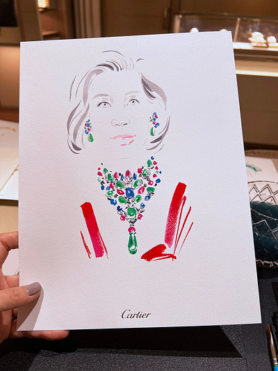 Cartier Luxury Keepsakes X Elise Lee elegant faces fashion drawing portraits watercolor