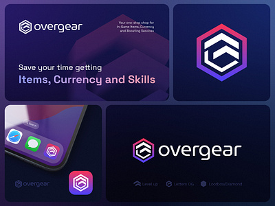 Overgear Logo Concept #2 app icon boost boosting currency letter g letter o level up levelup loot lootbox monogram og og og monogram online plattform overgear progress rank up rankup upgrade