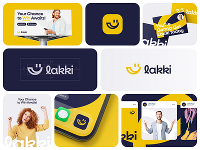 Lakki Lottery App | Logo Design app bento brand identity branding emoji graphic design logo mascot minimalist visual guidelines yellow