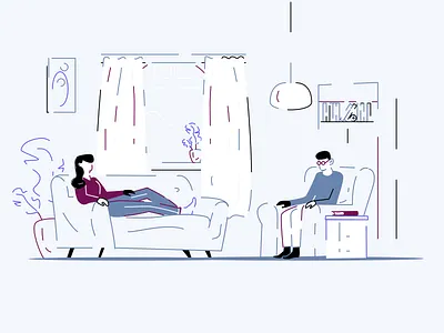 Therapy session 2d branding character clean doodle graphic design illustration line art mental health minimal minimalism minimalist negative space psychology room space therapist therapy vector vector art
