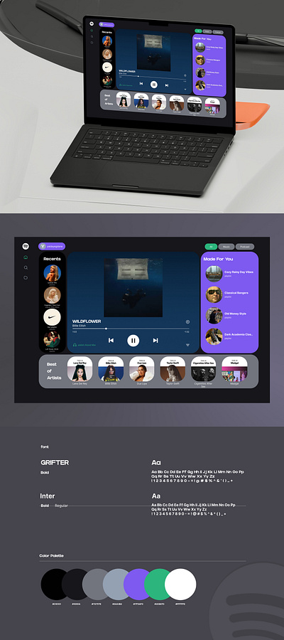 Daily UI #009 Music Player app bento design bentodesign daily ui dailyui design music player design spotify spotify redesign ui ui design uiux ux ux design web design website