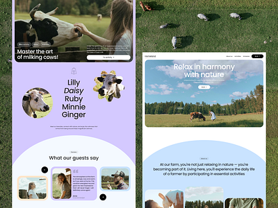 Milk Farm Website Home Page animals cows design farm farming graphic design home page hospitality interface marketing ui user experience ux ux design web web design web marketing website website layout