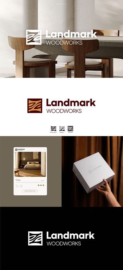 Landmark Wood Works Brand Identity brand identity brand style guidline branding digital products graphic design landmark logo logo design ui visual identity woodworks