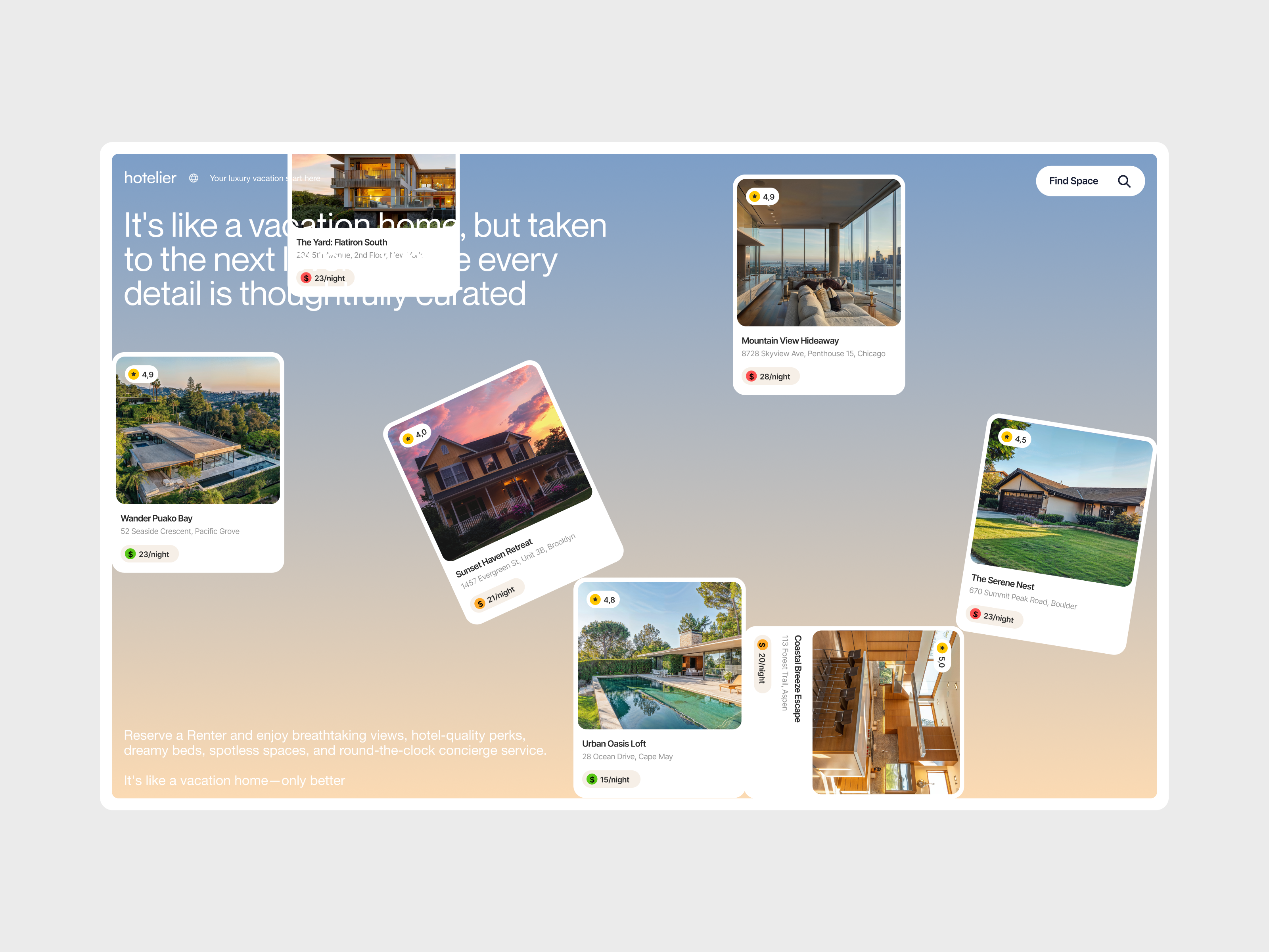 AI Agent to plan your vacation (Web App, UI/UX) ai airbnb apartment app b2b b2c book booking hotel house logo luxury ml rent renting saas ui vacation villa web