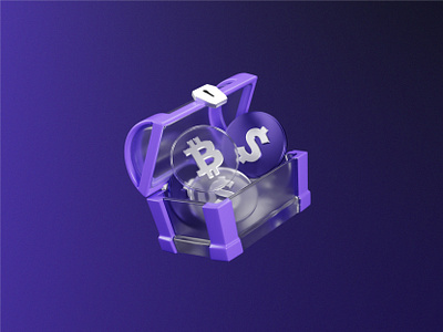 3D Illustration - Prize/Reward 3d 3d brand 3d illustration blender brand elements brand identity brand visuals branding chest cryptocurrency exchange gradient illustration prize purple reward