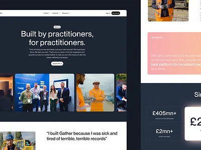 Construction Software About Page about page animation figma gradient quote ui web design webflow