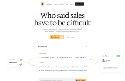 AI Sales Platform Hero Option ai animation hero sales ui web design webflow