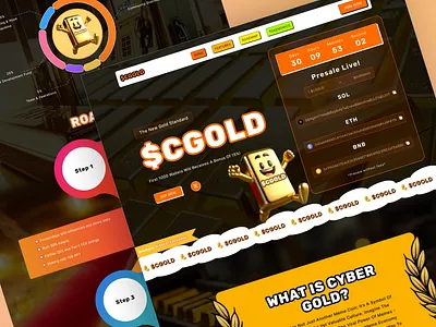 Meme coin landing page cgold coin memes presale token