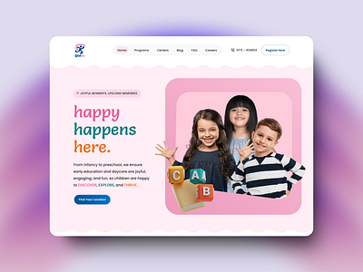 Childcare Wed Design Concept art direction children colorful concept pastel playful ui ui design user experience user interface ux ux design visual visual design web web design web ui