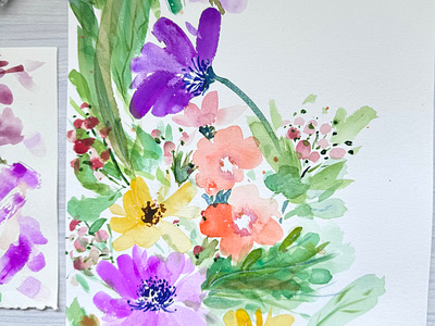 Floral feast in Autumn 💐 art botanicals bright colorful florals gouache green happy illustration loose florals natasha gonzalez painting practice playful poetic purple orange and yellow summer vibes traditional artist uplifting watercolor watercoulors