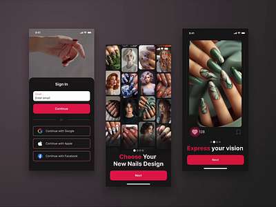 Nail-inspiration app redesign android animation app beauty beautytech gallery grid images inspiration ios layout manicure mobile nail onboarding pictures pinterest social network ui ux