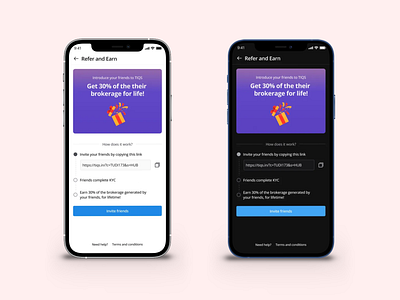 Referral Program for Broking platform mobile app design figma finance app fintech fintech app illustration refer and earn referral ui visual design