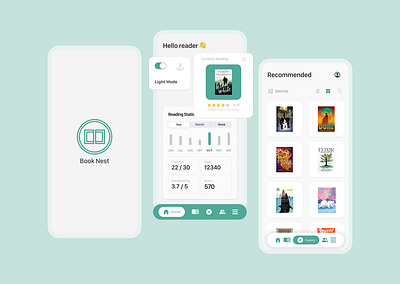 BookNest 📖 case study light mode mobile application ui visual design