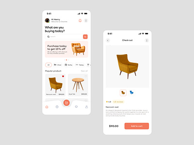 Furniture E-Commerce store app ecommerce mobileapp ui uidesign ux uxdesign