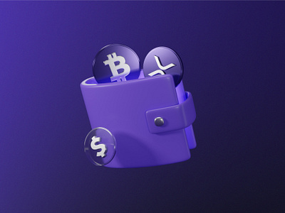 3D Illustration - Wallet 3d 3d illustration blender blockchain brand identity branding cryptocurrency exchange glass morph glass morphism illustration purple palette trade wallet