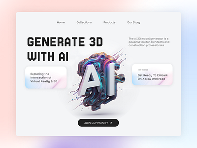 Hero-Generate 3D With AI 3d model ai bento branding component hero minimal modern ui web design