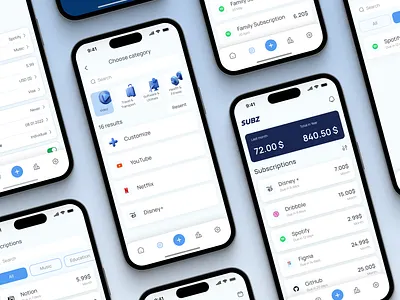 SUBZ - mobile app for tracking subscriptions app appdesign concept design designinspiration mobile app design mobileapp subz ui ux