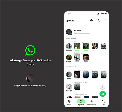 WhatsApp status post UX Ideation ideation ui ui ux used research user interface ux ux design