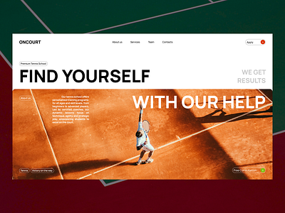 ONCOURT- Tennis school website design landing page minimal school tennis typography ui ux uxresearch web design