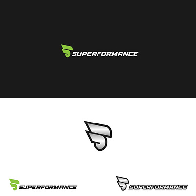 SUPERFORMANCE automotive branding graphic design illustration letter s logo modern technology wing